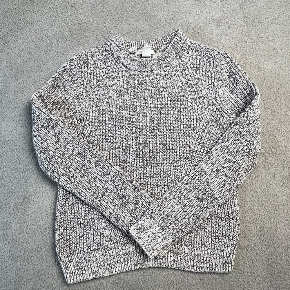 H & M Basic Women's Knit‎ Sweater Medium Marled Grey Long Sleeve Mock Neck